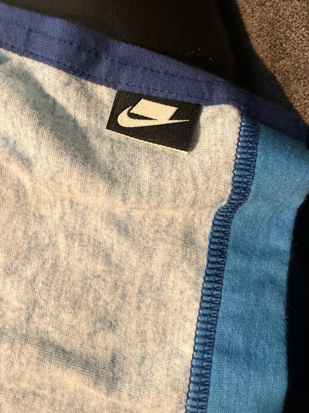 Nike Men’s Light Blue and Navy Checkered Short Sleeve Tee - Picture 4 of 7